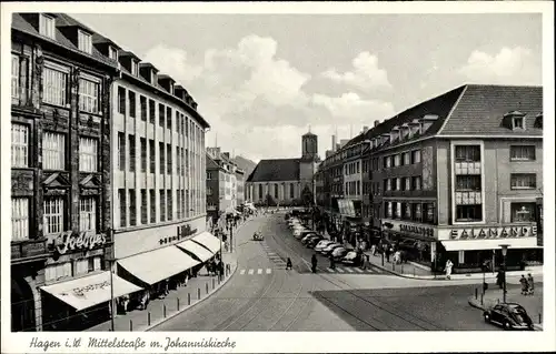 Ak Hagen in Westfalen, Mittelstraße, Johanniskirche