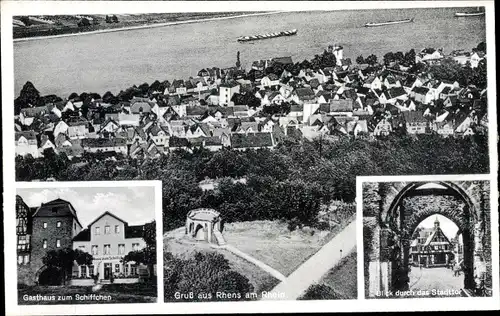 Ak Rhens am Rhein, Panorama, Gasthaus zum Schiffchenm Stadttor