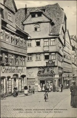 Ak Kassel in Hessen, Untere Marktgasse, Grimms Märchenhaus, Geschäft Christian Herjett