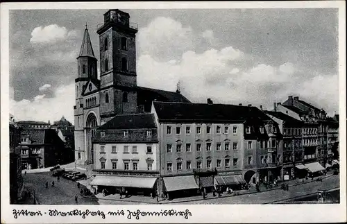 Ak Zittau in der Oberlausitz, Marktplatz, Johanniskirche