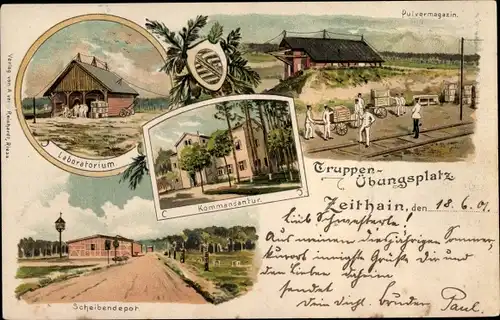Litho Zeithain in Sachsen, Truppenübungsplatz, Laboratorium, Pulvermagazin, Kommandantur