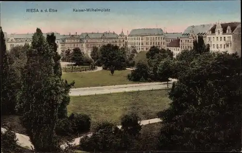 Ak Riesa an der Elbe Sachsen, Kaiser-Wilhelm-Platz