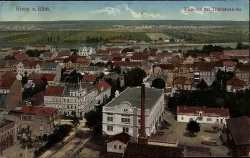 Ak Riesa an der Elbe Sachsen, Panorama von der Trinitatiskirche