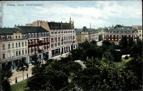 Ak Riesa an der Elbe Sachsen, Kaiser-Wilhelm-Platz