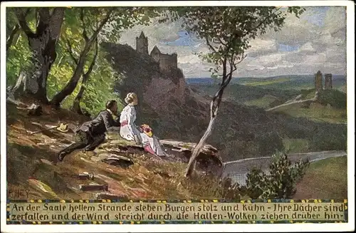 Lied Künstler Ak Hey, Paul, Volksliederkarten Nr 44, An der Saale hellem Strande