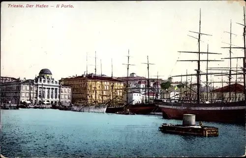 Ak Triest Trieste Friuli Venezia Giulia, Hafenpartie