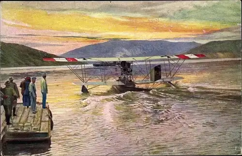 Ak Österreichisch ungarisches Hydroplan im Aufstieg, Militärflugzeug, Wasserflugzeug