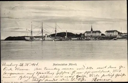 Ak Mürwik Flensburg, Marinestation, Deutsches Kriegsschiff, SMS Blücher, Kreuzerfregatte