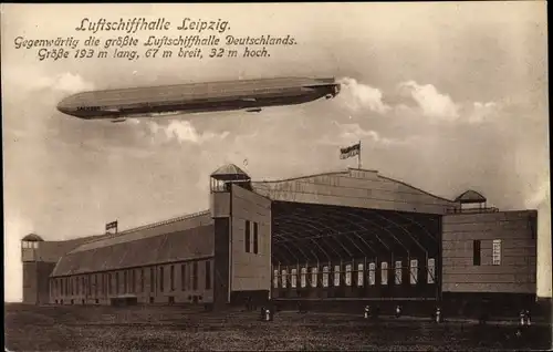 Ak Leipzig in Sachsen, Luftschiffhalle, Zeppelin LZ 17 Sachsen