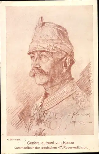Künstler Ak Brüch, Generalleutnant von Besser, Kommandeur der 47. Reservedivision, Portrait, Orden