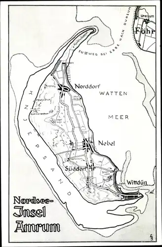 Landkarten Ak Insel Amrum, Nebel, Norddorf, Wittdün