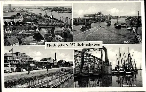 Ak Wilhelmshaven, Nassaubrücke, Hafen, Südstrand