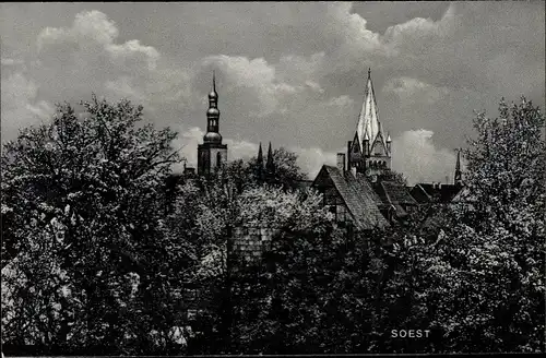 Ak Soest in Nordrhein Westfalen, Blick auf die Dächer der Stadt