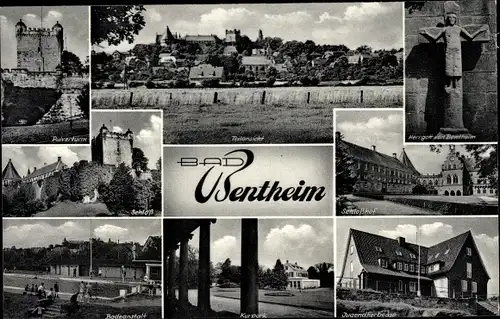 Ak Bad Bentheim in Niedersachsen, Herrgott von Bentheim, Schloss, Badeanstalt, Jugendherberge