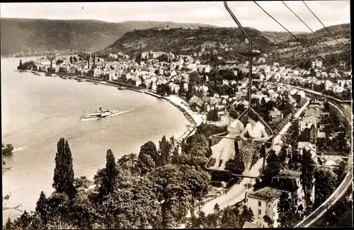 Ak Boppard am Rhein, Blick auf den Ort mit Seilbahn