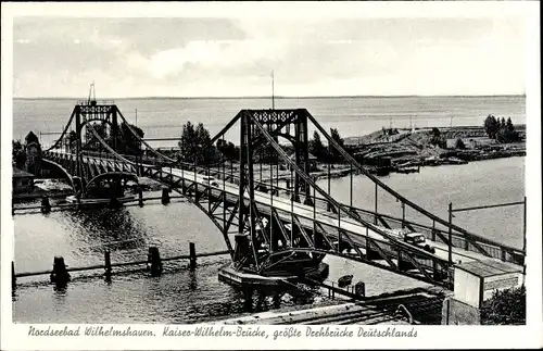 Ak Wilhelmshaven in Niedersachsen, Kaiser Wilhelm Brücke, Drehbrücke