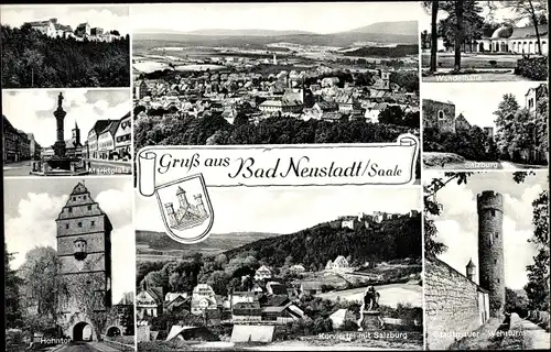 Ak Bad Neustadt an der Saale Unterfranken, Salzburg, Kurviertel, Wehrturm, Hahntor, Marktplatz