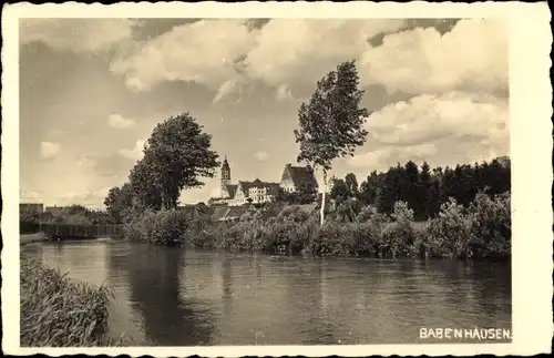 Foto Ak Babenhausen Schwaben, Blick zur Kirche St. Andreas und Fuggerschloss