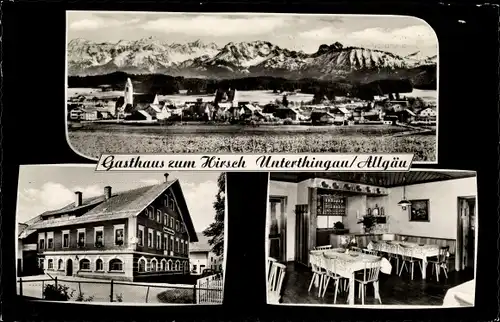 Ak Unterthingau im Allgäu, Gasthaus zum Hirsch, Gesamtansicht des Ortes