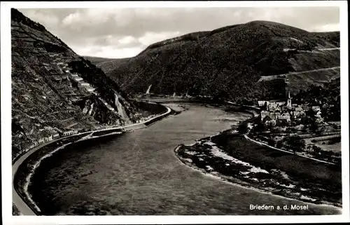 Ak Briedern an der Mosel, Panorama, Fluss, Berge