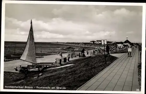 Ak Nordseebad Büsum, Promenade am Strand