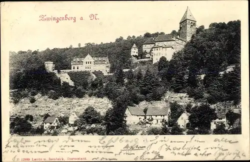 Ak Zwingenberg am Neckar Baden, Blick auf den Ort, Gasthaus zum Anker