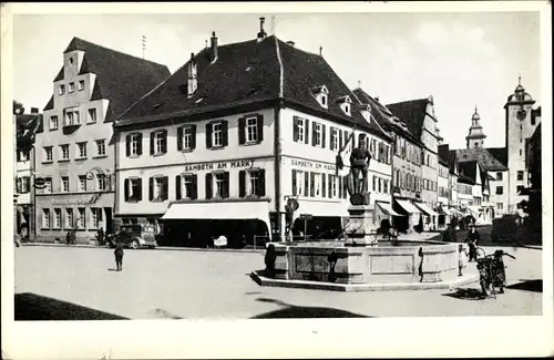 Ak Bad Mergentheim in Tauberfranken, Marktplatz mit Burgstraße, Sambeth am Markt, Gasthof z. Ochsen