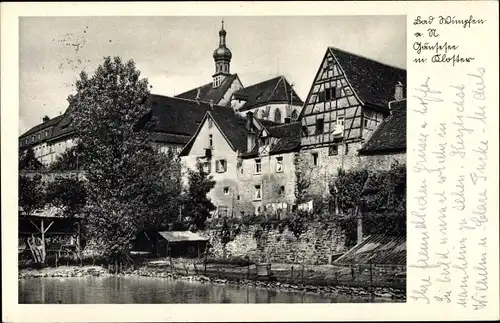 Ak Bad Wimpfen am Neckar, Blick zum Kloster, Fachwerkhaus