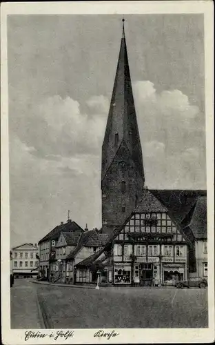 Ak Eutin in Ostholstein, Kirche, Geschäft