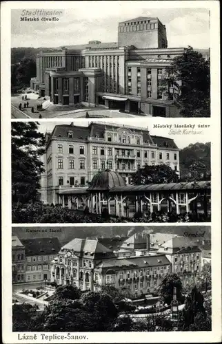 Ak Teplice Šanov Teplitz Schönau Region Aussig, Stadttheater, Städtisches Kurhaus
