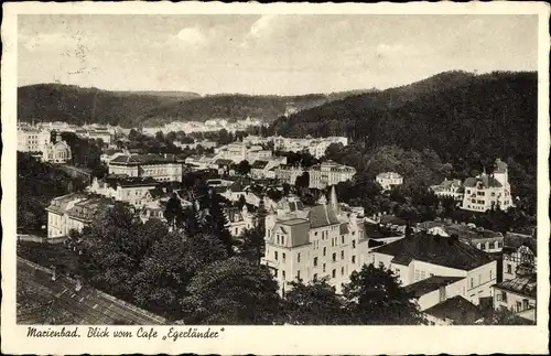 Ak Mariánské Lázně Marienbad Region Karlsbad, Blick vom Cafe Egerländer