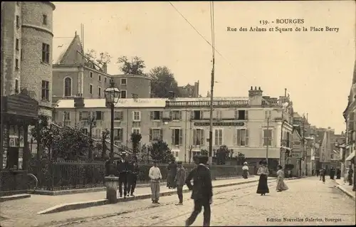 Ak Bourges Cher, Rue des Arenes, Square de la Place Berry