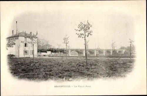 Ak Argenteuil Val d´Oise, Le Vieux Pont, Restaurant