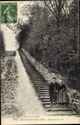 Ak Beaumont sur Oise Val d’Oise, Escalier des 117