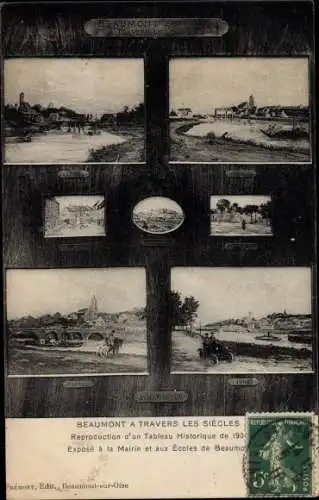 Ak Beaumont Val d’Oise, A Travers les Siecles, Reproduction d'un Tableau Historique de 1900