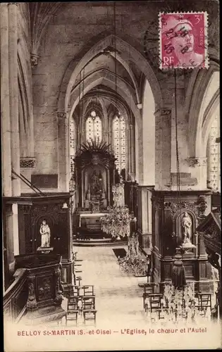 Ak Belloy Saint Martin Val d’Oise, L'Eglise, le choeur et l'Autel