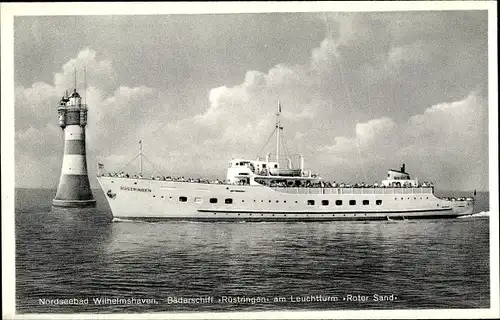 Ak Wilhelmshaven in Niedersachsen, Bäderschiff Rüstringen, Roter Sand Leuchtturm