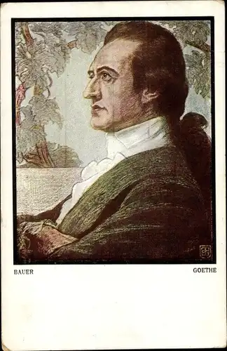 Künstler Ak Bauer, Schriftsteller Johann Wolfgang von Goethe, Portrait