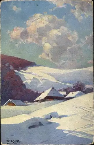 Künstler Ak Reiss, Fritz, Winter im Schwarzwald