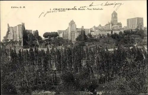 Ak Chauvigny Vienne, Ville Haute, Vue Generale