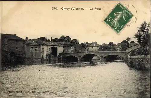 Ak Civray Vienne, Le Pont