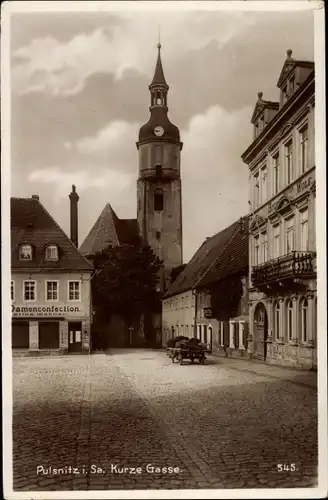 Ak Pulsnitz Sachsen, Kurze Gasse, Kirche, Hotel Wolf