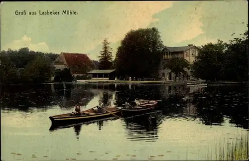 Ak Tremsbüttel in Schleswig Holstein, Lasbeker Mühle, Ruderboote