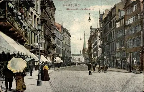 Ak Hamburg Mitte Altstadt, Gänsemarkt, Jungfernstieg