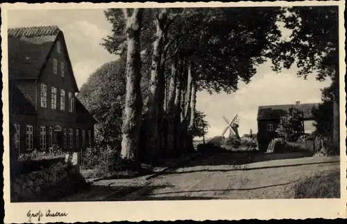 Ak Groß Quern Steinbergkirche in Angeln, Ort, Windmühle