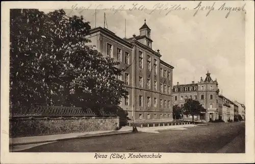 Ak Riesa an der Elbe Sachsen, Ansicht der Knabenschule