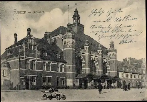 Ak Hansestadt Lübeck, Bahnhof