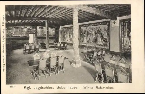 Ak Bebenhausen Tübingen am Neckar, Kgl. Jagdschloss, Winter Refektorium