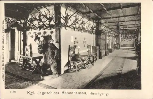 Ak Bebenhausen Tübingen am Neckar, Königliches Jagdschloss, Hirschgang, Innenansicht