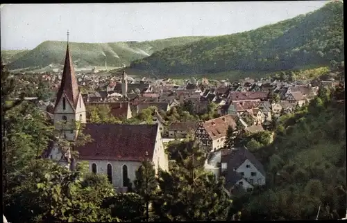 Ak Blaubeuren Alb Donau Kreis, Gesamtansicht der Stadt mit Kirche